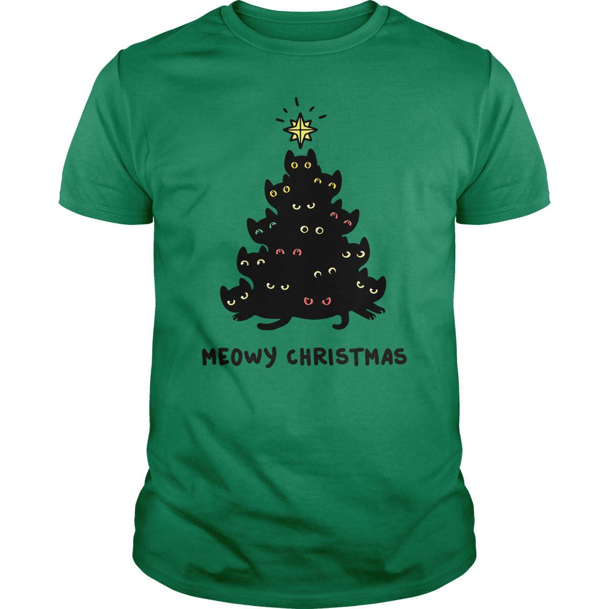 Meowy Christmas Tree - Adult & Kids T-Shirts, Sweatshirts & Hoodies apparel design preview 1