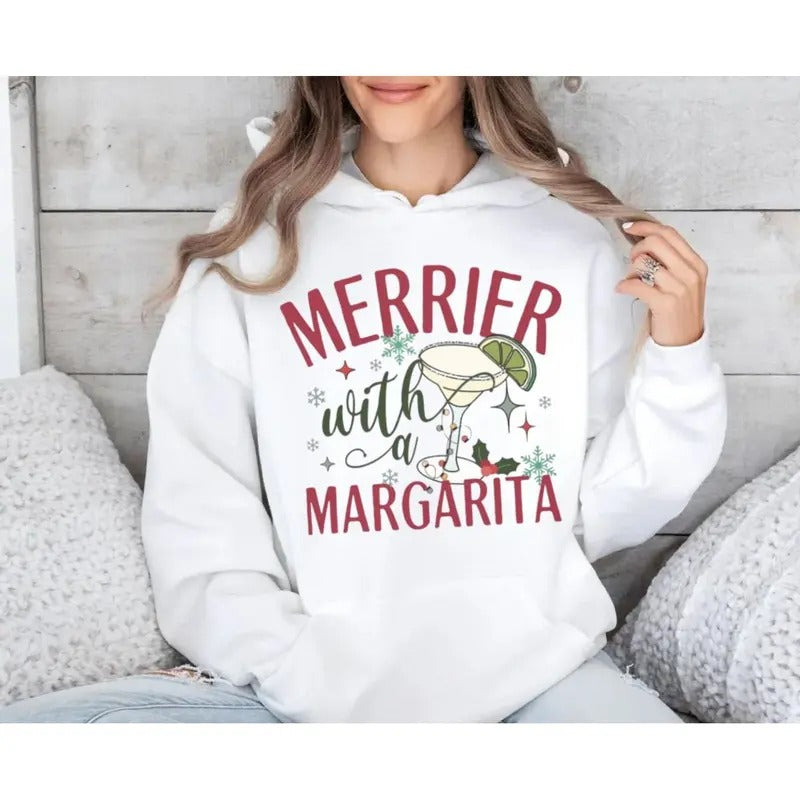 Merrier Margarita Funny Cocktail Festive Xmas Party - Adult & Kids T-Shirts, Sweatshirts & Hoodies apparel design preview 1