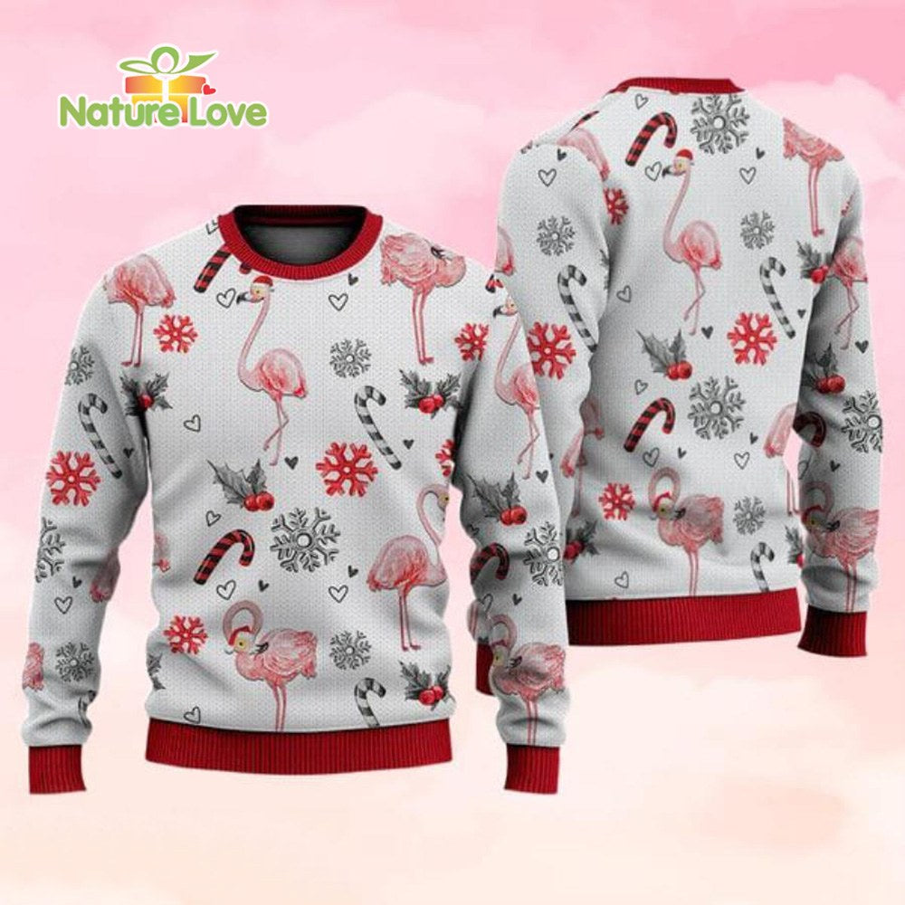 Pink Flamingo Pattern 3D Merry Xmas Gift 3D Ugly Christmas Sweater - Holiday Gift product image