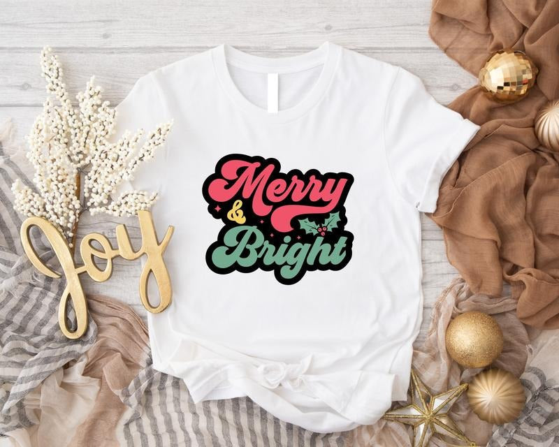 Merry Bright Cute Xmas Party Winter - Adult & Kids T-Shirts, Sweatshirts & Hoodies apparel design preview 1