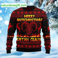 Merry Antichristmas Satan Claus Ugly Christmas Sweater - Holiday Gift product image