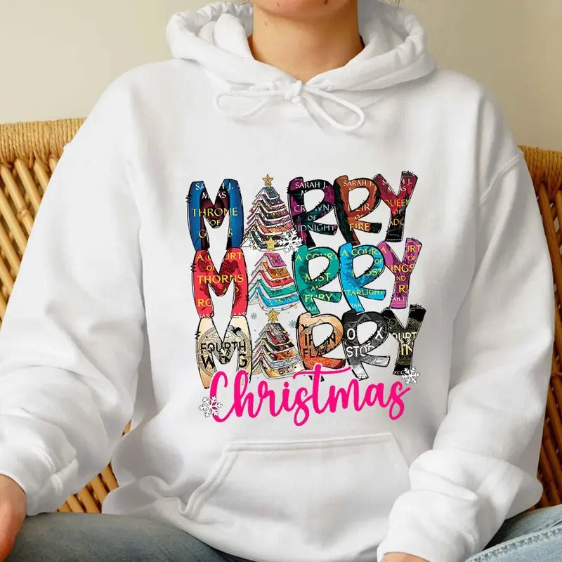 Merry Bookmas Book Lovers Xmas Top - Adult & Kids T-Shirts, Sweatshirts & Hoodies apparel design preview 1