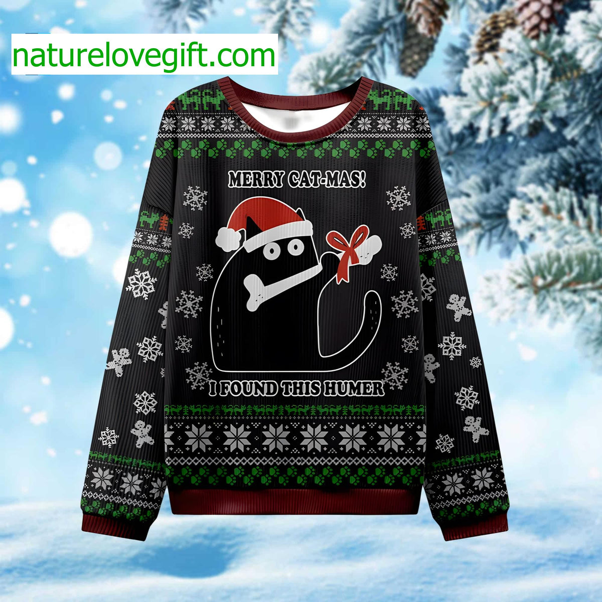 Merry Cat-mas I Found This Humer Ugly Christmas Sweater - Holiday Gift product image