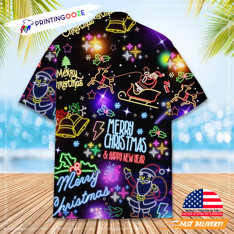 Merry Christmas And Happy New Year Neon Light - Adult & Kids T-Shirts, Sweatshirts & Hoodies apparel design preview 1