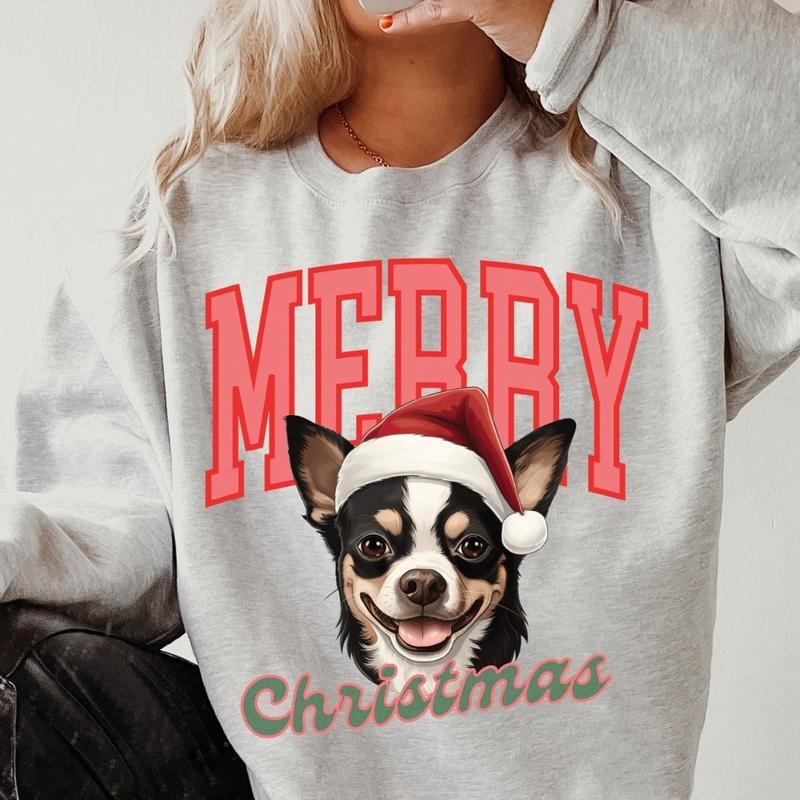 Merry Chihuahua Dog Festive Custom - Adult & Kids T-Shirts, Sweatshirts & Hoodies apparel design preview 1