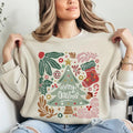 Merry Green Floral Flowers Xmas Crew Neck - Adult & Kids T-Shirts, Sweatshirts & Hoodies apparel design preview 1