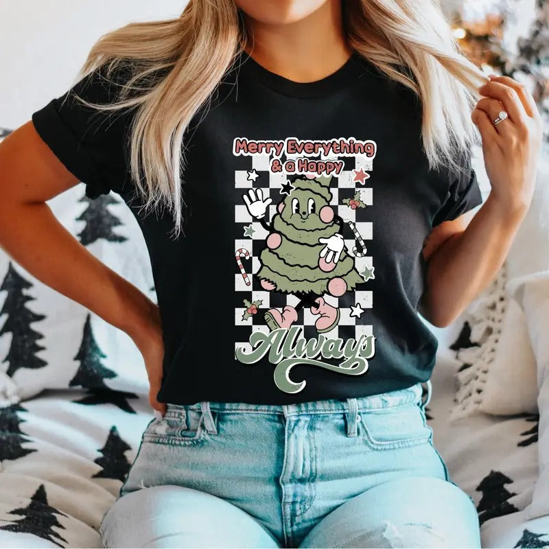 Merry Everything Happy Always Tree Party Vacay Xmas - Adult & Kids T-Shirts, Sweatshirts & Hoodies apparel design preview 1