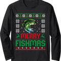 Merry Fishmas Bass Fish Fishing Ugly Xmas - Adult & Kids T-Shirts, Sweatshirts & Hoodies apparel design preview 1