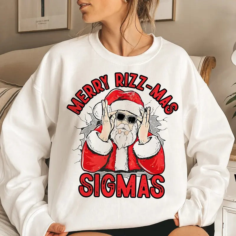 Merry Rizz Mas Sigmas Santa Funny Claus Teenager Xmas - Adult & Kids T-Shirts, Sweatshirts & Hoodies apparel design preview 1