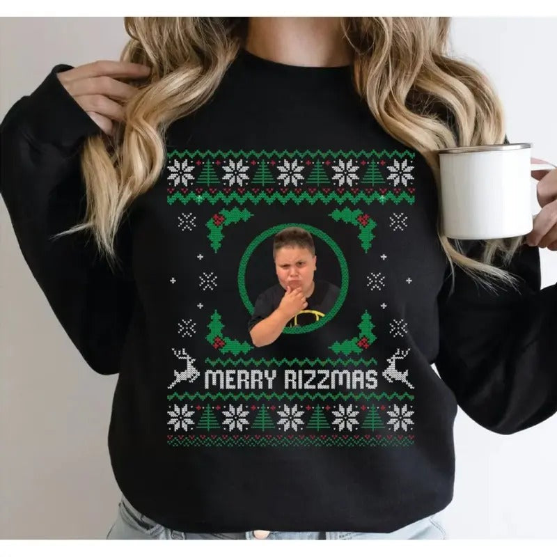 Merry Rizzmas Ugly Funny - Adult & Kids T-Shirts, Sweatshirts & Hoodies apparel design preview 1