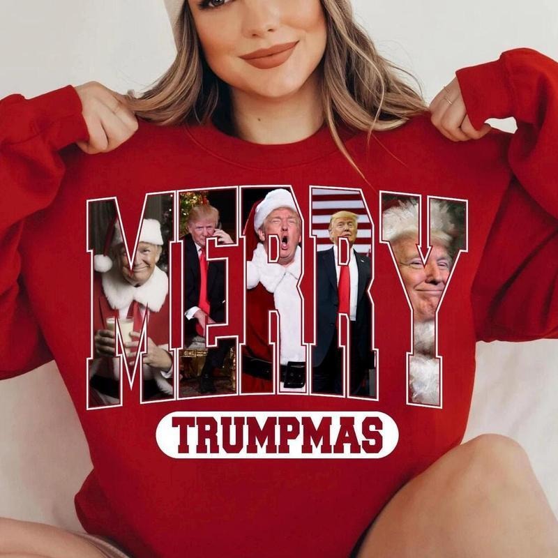 Merry Trumpmas Trump Xmas Cotton - Adult & Kids T-Shirts, Sweatshirts & Hoodies apparel design preview 1