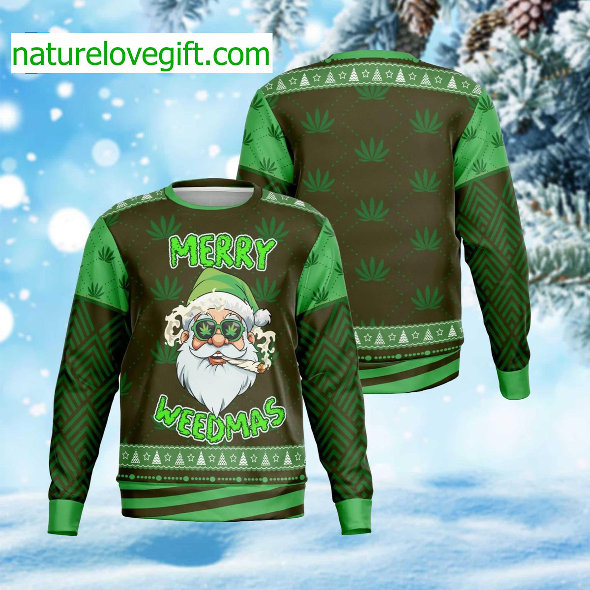 Merry Weedmas Ugly Christmas Sweater - Holiday Gift product image