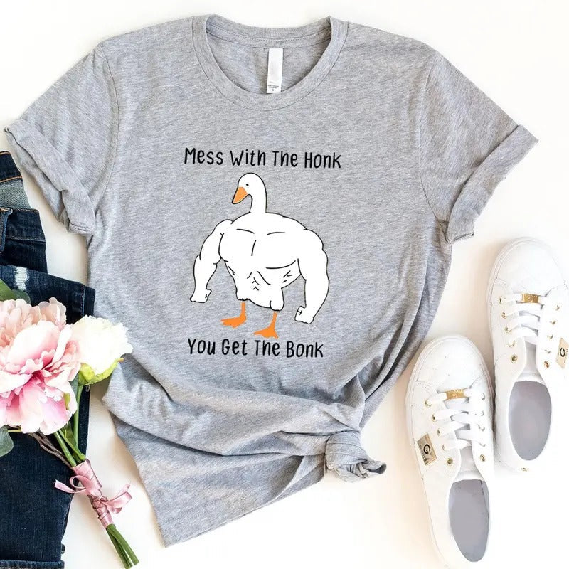 Mess Honk You Get Bonk Funny Duck Goose Lover Meme - Adult & Kids T-Shirts, Sweatshirts & Hoodies apparel design preview 1