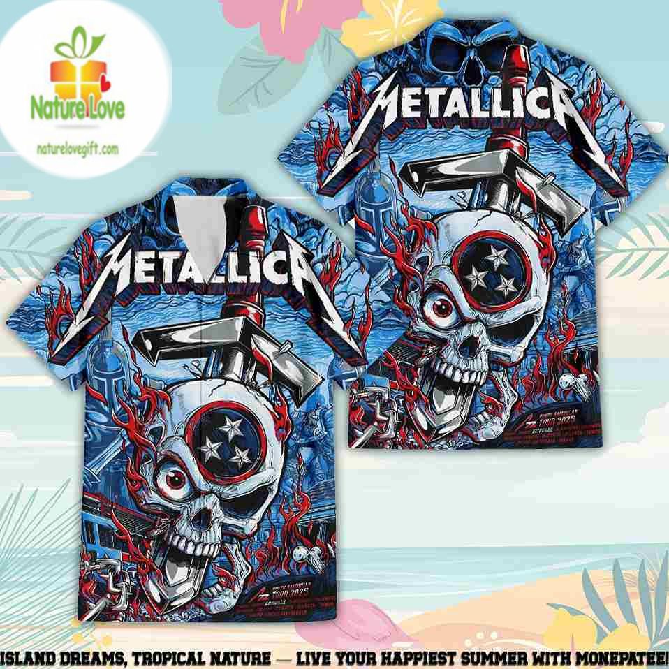 Metallica 2026 Tour Hawaiian Beach Shorts Nissan - Adult & Kids T-Shirts, Sweatshirts & Hoodies apparel design preview 1