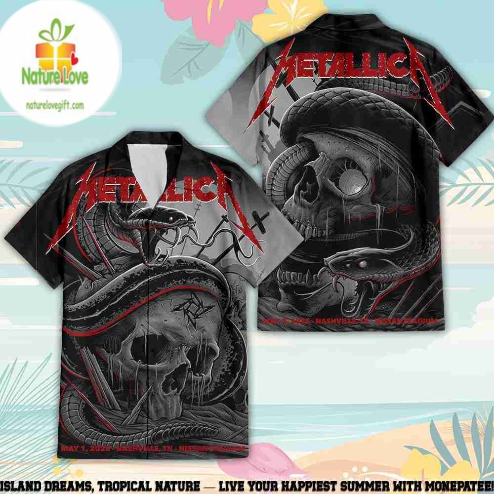 Metallica 2026 Tour Hawaiian Nissan Stadium Nashville - Adult & Kids T-Shirts, Sweatshirts & Hoodies apparel design preview 1