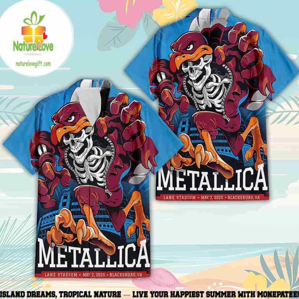 Metallica M72 Virginia Tech Mascot Hawaiian 2026 - Adult & Kids T-Shirts, Sweatshirts & Hoodies apparel design preview 1