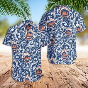 Mets Logo Blue Hawaiian - Adult & Kids T-Shirts, Sweatshirts & Hoodies apparel design preview 1