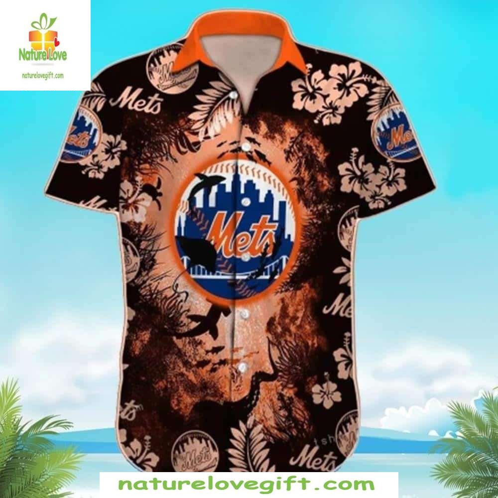 Mets Hawaiian Coral Reef Midnight Tropics MLB - Adult & Kids T-Shirts, Sweatshirts & Hoodies apparel design preview 1