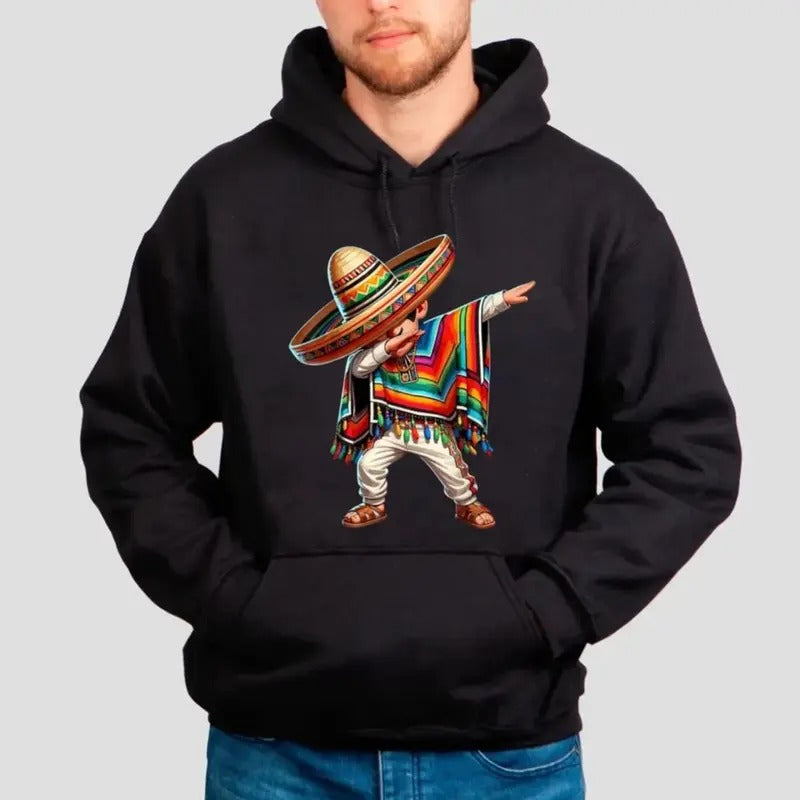 Mexican Boy Dabbing Poncho Cinco De Mayo - Adult & Kids T-Shirts, Sweatshirts & Hoodies apparel design preview 1
