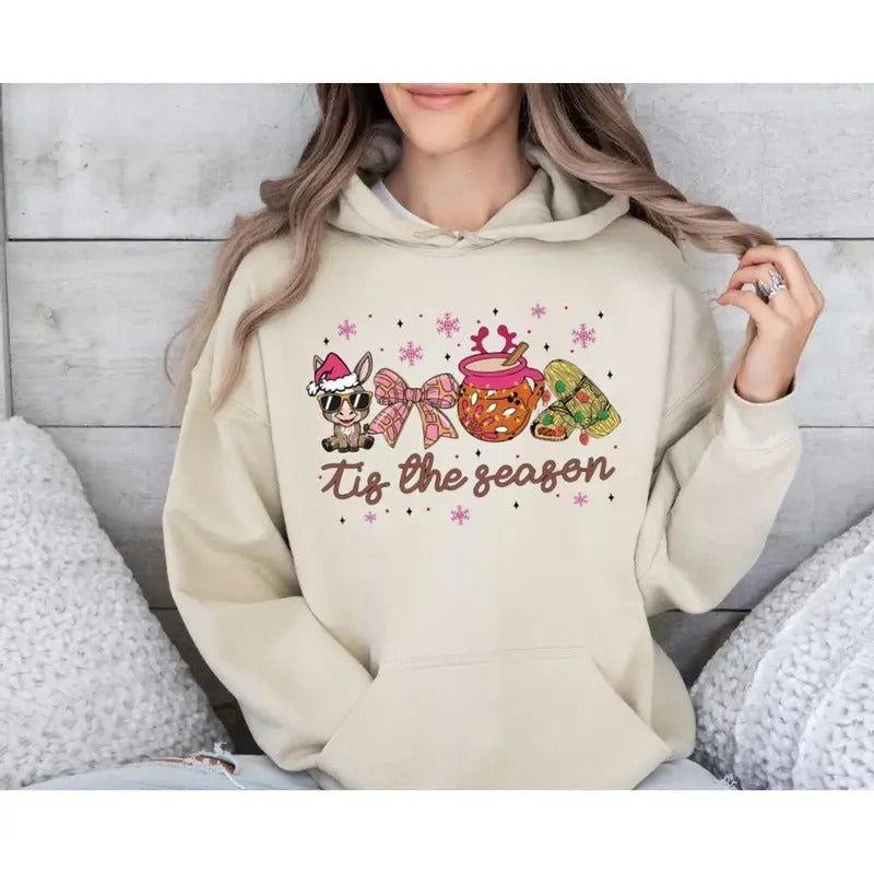 Mexican Coquette Tis Season Pan Dulce Tree Pink Feliz - Adult & Kids T-Shirts, Sweatshirts & Hoodies apparel design preview 1