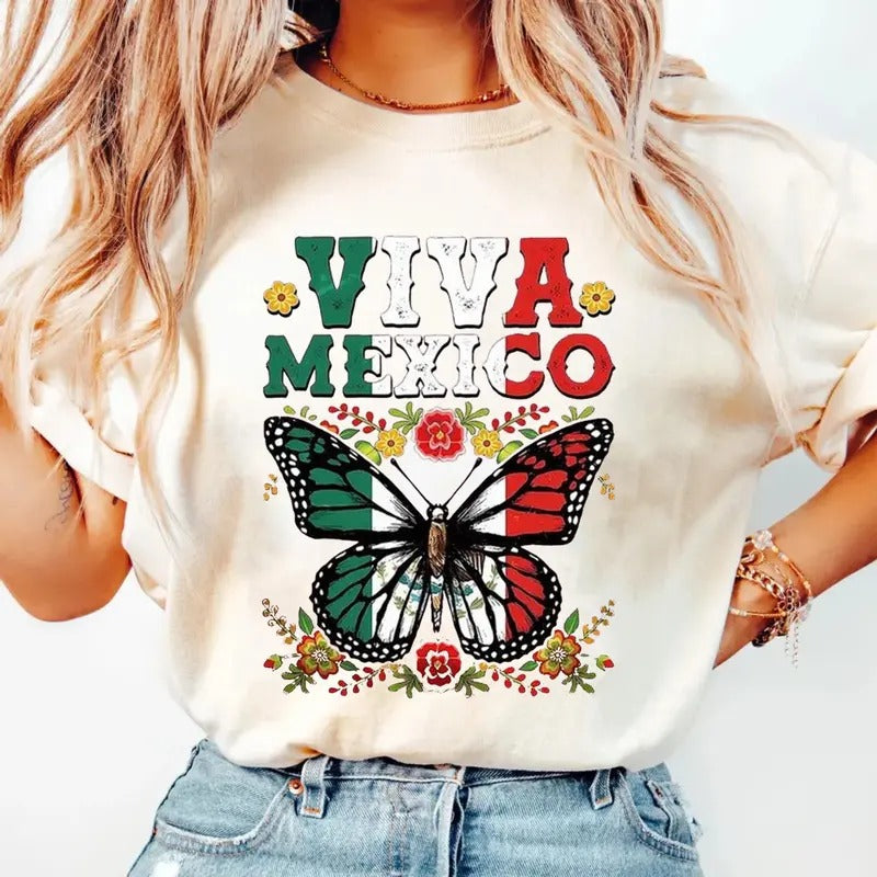 Mexican Flag Butterfly Pride Independance Day - Adult & Kids T-Shirts, Sweatshirts & Hoodies apparel design preview 1