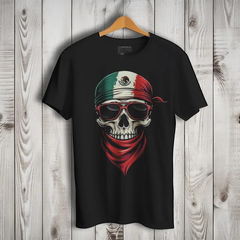 Mexican Flag Skull Short Sleeve Playera De Mexico Con - Adult & Kids T-Shirts, Sweatshirts & Hoodies apparel design preview 1