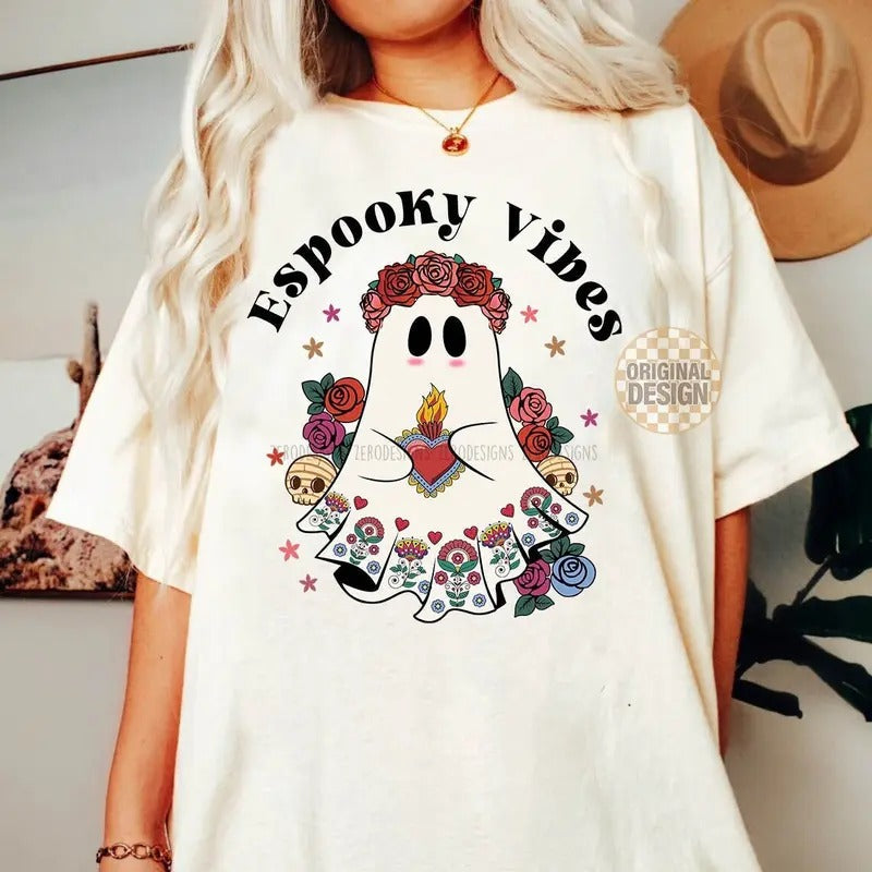 Mexican Ghost Espooky Season Spooky Conchas Halloween - Adult & Kids T-Shirts, Sweatshirts & Hoodies apparel design preview 1