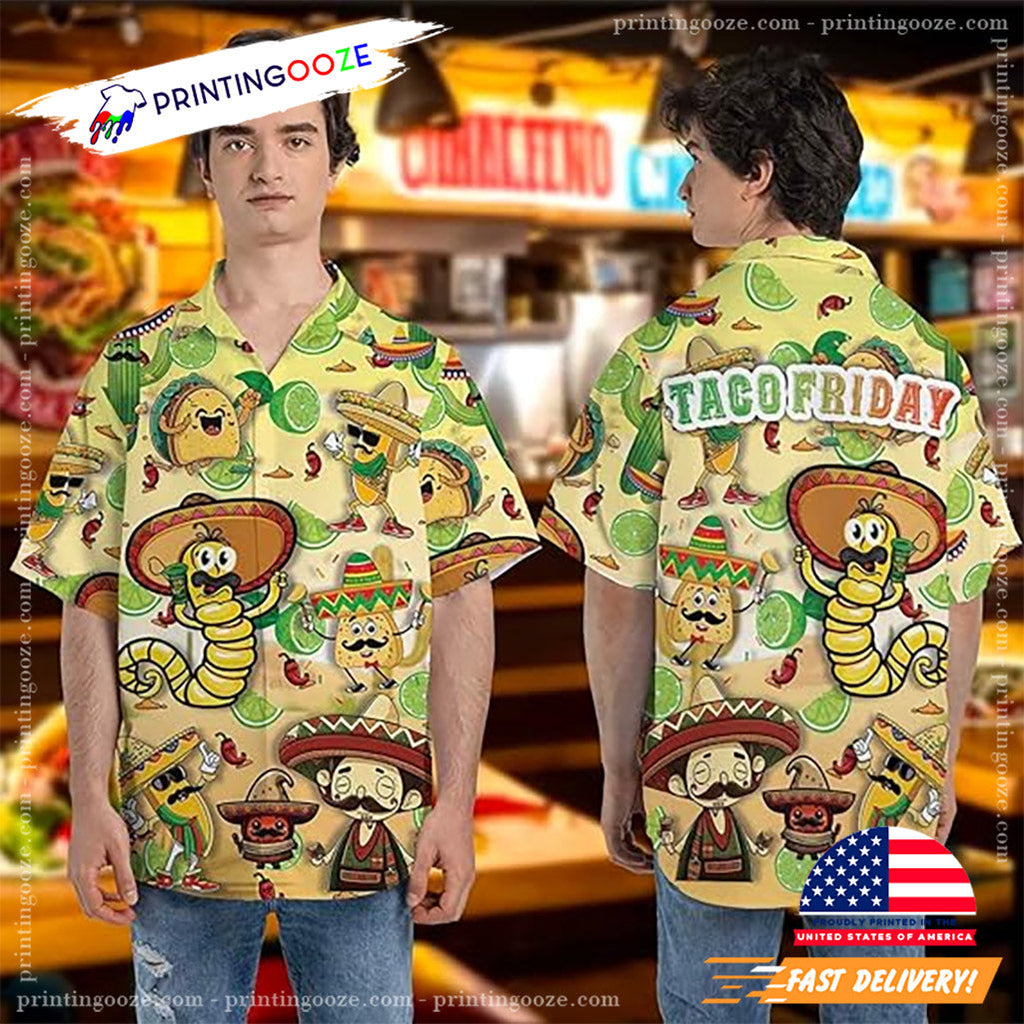 Mexican Traditional Food Button Down Taco Friday - Adult & Kids T-Shirts, Sweatshirts & Hoodies apparel design preview 1