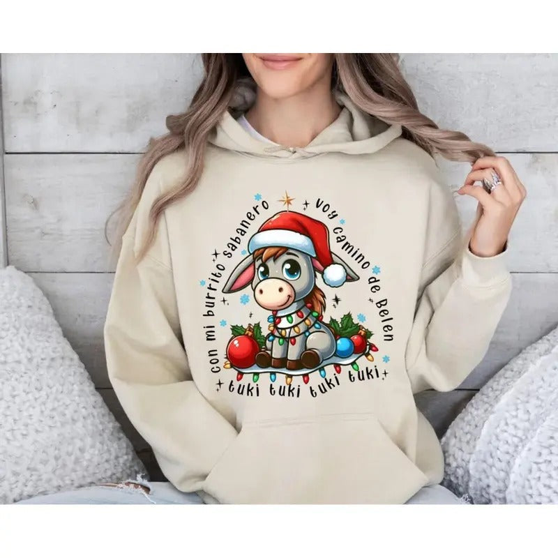 Mi Burrito Sabanero Mexican Feliz Navidad Tuki Donkey - Adult & Kids T-Shirts, Sweatshirts & Hoodies apparel design preview 1