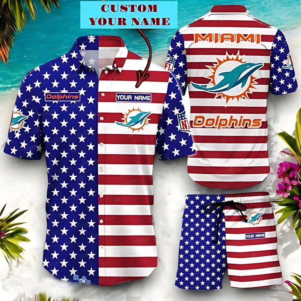 Miami Dolphins Hawaiian 395763 All American Design - Adult & Kids T-Shirts, Sweatshirts & Hoodies apparel design preview 1