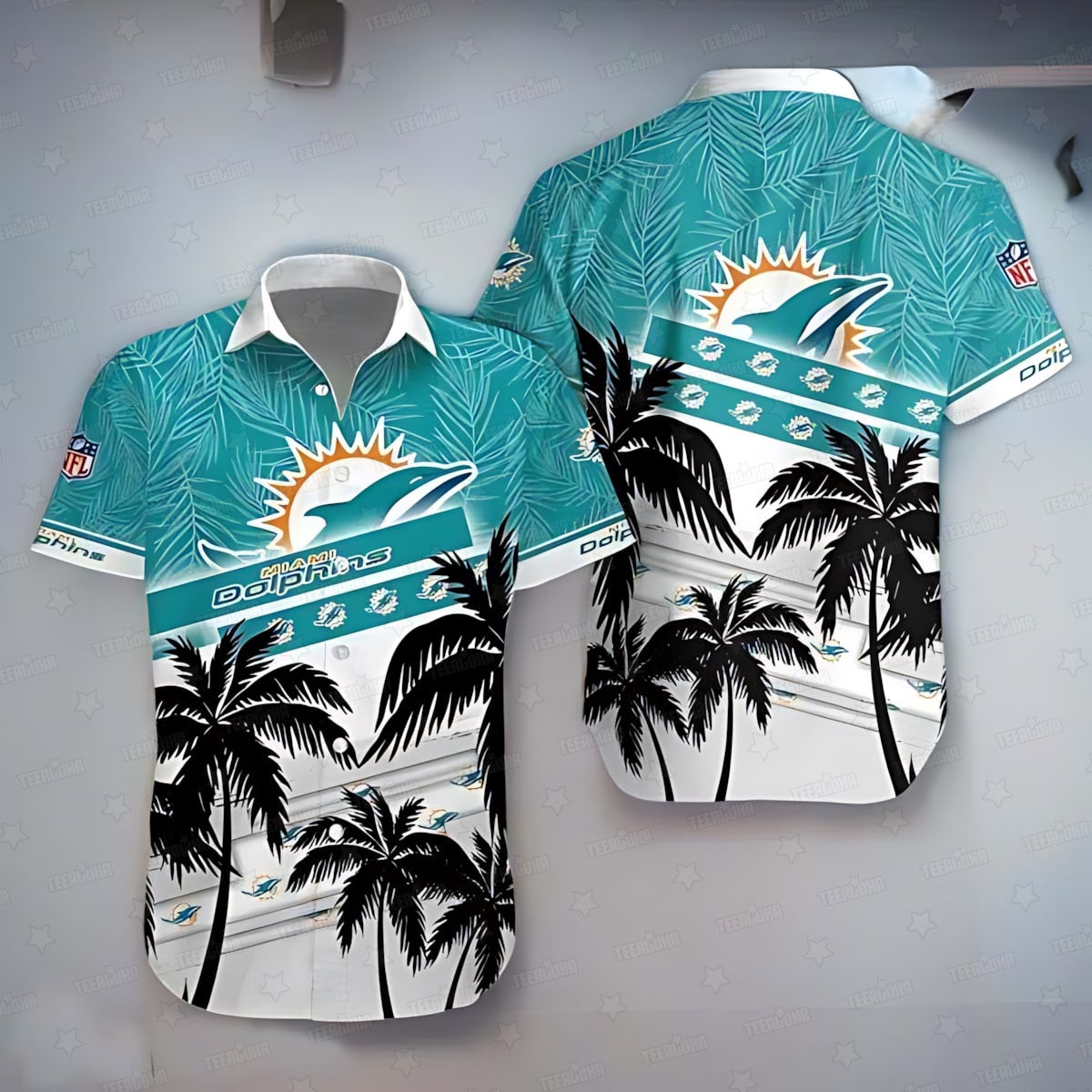 Miami Dolphins Hawaiian BluePalm Paradise Design - Adult & Kids T-Shirts, Sweatshirts & Hoodies apparel design preview 1