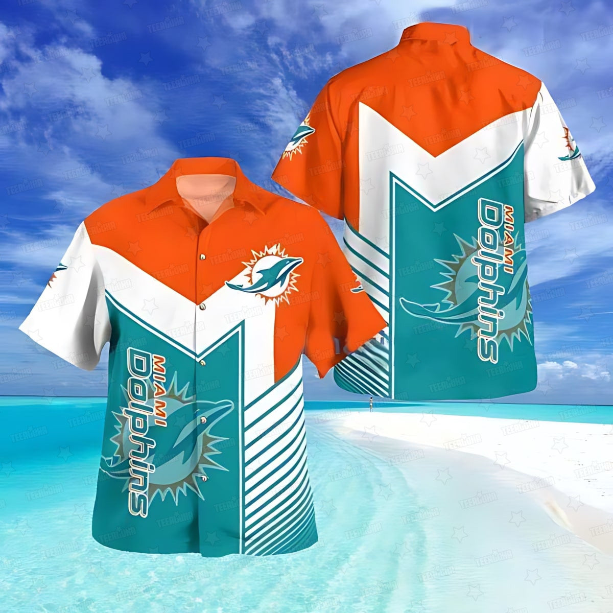 Miami Dolphins Hawaiian Chevron Champion Design - Adult & Kids T-Shirts, Sweatshirts & Hoodies apparel design preview 1