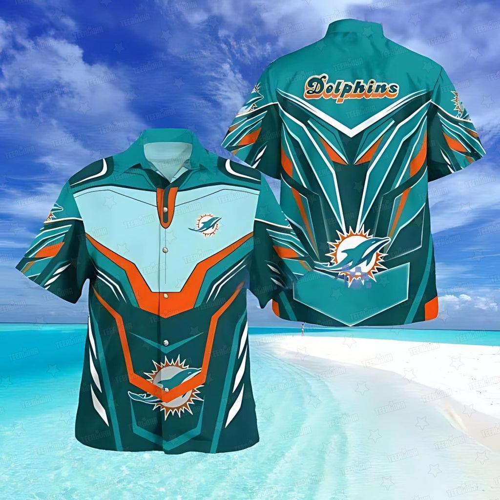 Miami Dolphins Hawaiian Cyber Shield Design 857360 - Adult & Kids T-Shirts, Sweatshirts & Hoodies apparel design preview 1