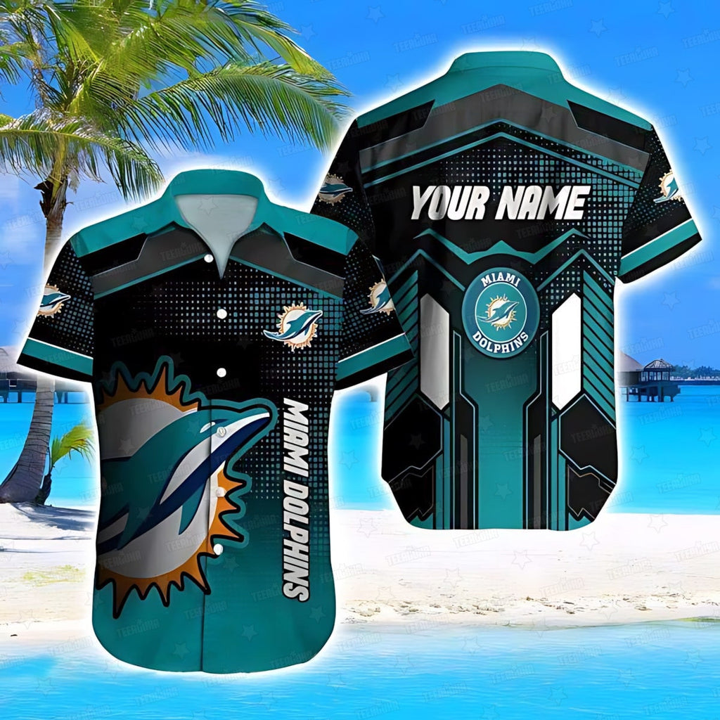 Miami Dolphins Hawaiian Cyber Wave Design 783931 - Adult & Kids T-Shirts, Sweatshirts & Hoodies apparel design preview 1