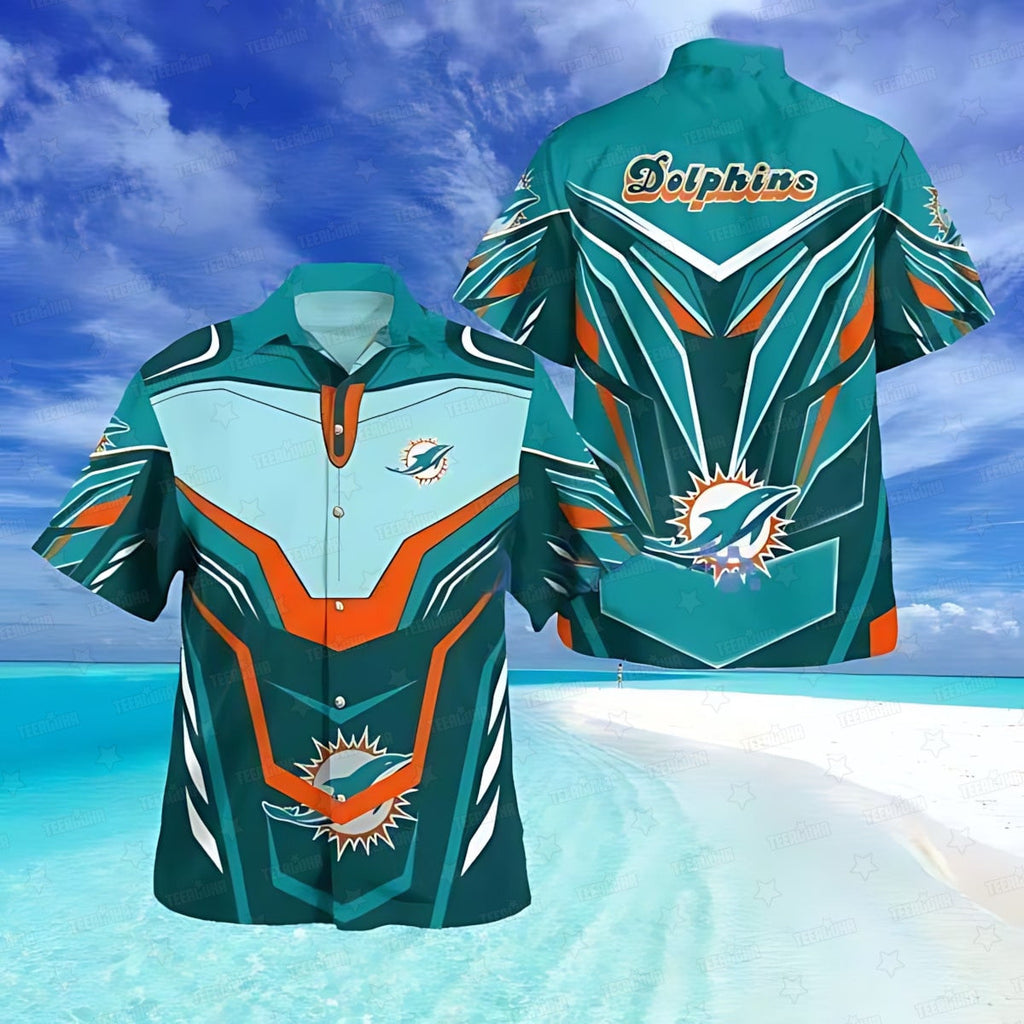 Miami Dolphins Hawaiian Cyber Wave Design 607556 - Adult & Kids T-Shirts, Sweatshirts & Hoodies apparel design preview 1