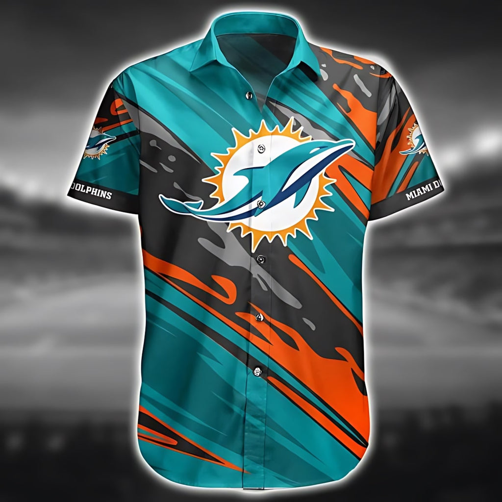 Miami Dolphins Hawaiian Dynamic Wave Design 565707 - Adult & Kids T-Shirts, Sweatshirts & Hoodies apparel design preview 1