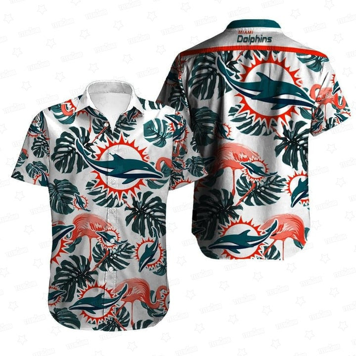 Miami Dolphins Hawaiian Flamingo Paradise Design - Adult & Kids T-Shirts, Sweatshirts & Hoodies apparel design preview 1