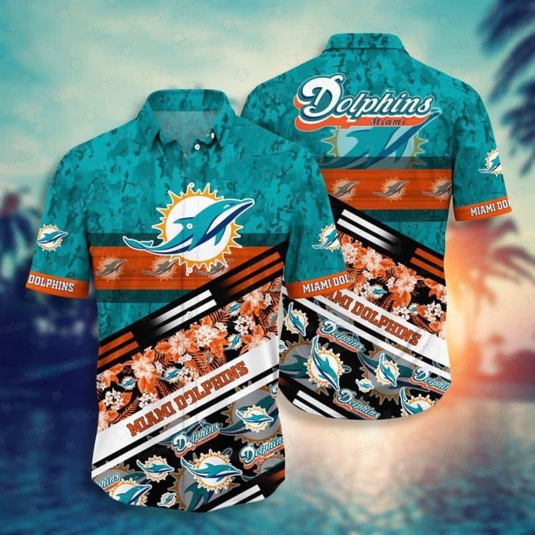 Miami Dolphins Hawaiian Floral Design 510035 - Adult & Kids T-Shirts, Sweatshirts & Hoodies apparel design preview 1
