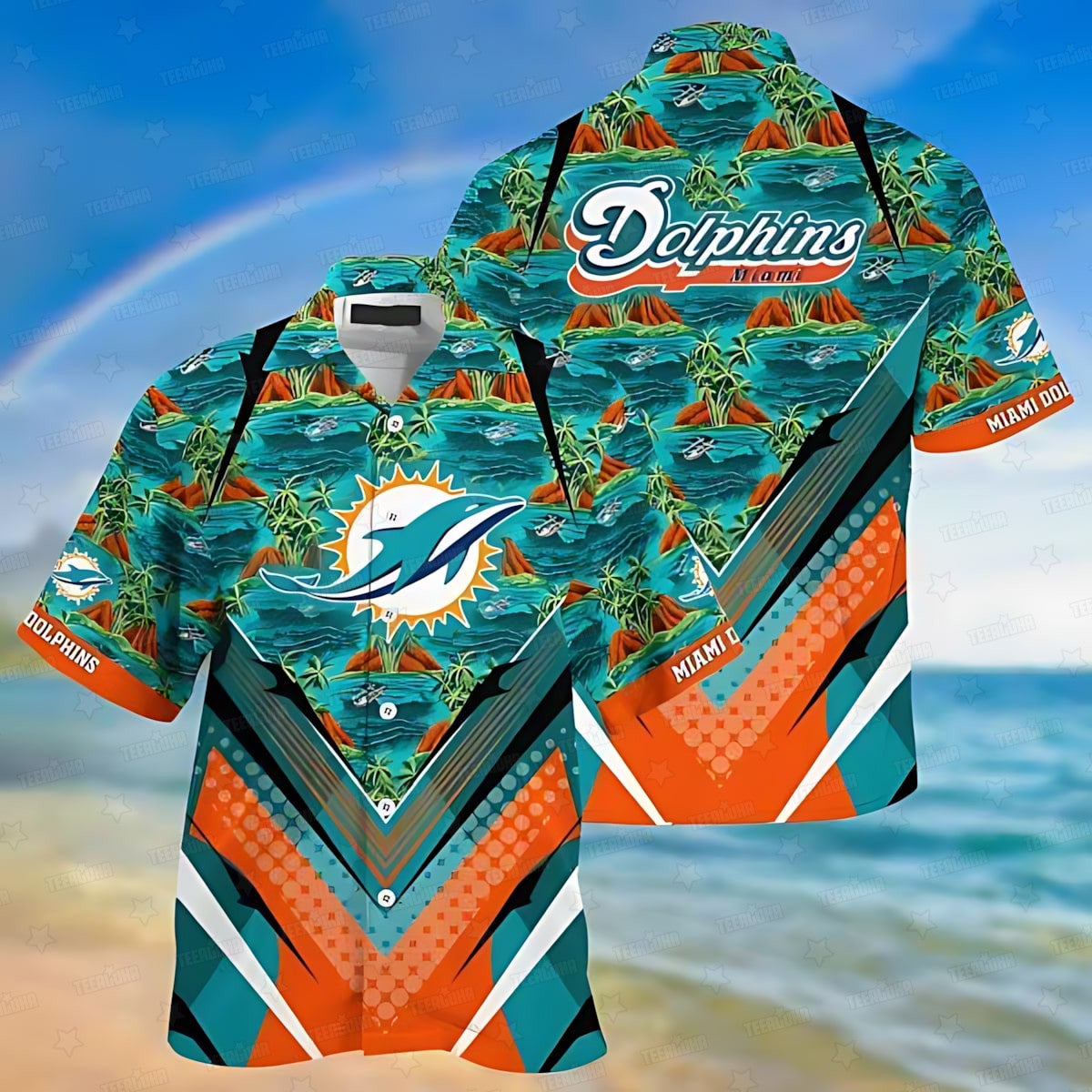 Miami Dolphins Hawaiian Island Vibes 131440 - Adult & Kids T-Shirts, Sweatshirts & Hoodies apparel design preview 1