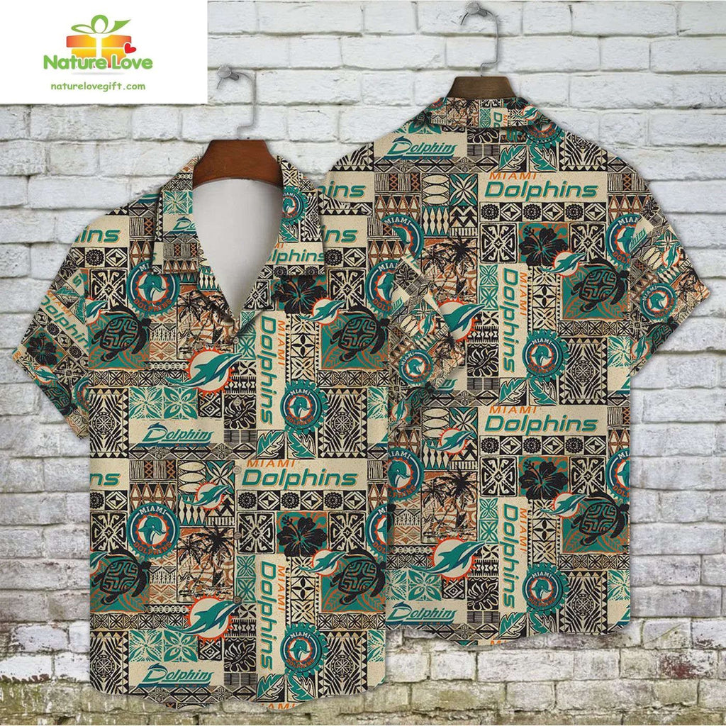 Miami Dolphins Hawaiian Vintage Stylish Fan Gear - Adult & Kids T-Shirts, Sweatshirts & Hoodies apparel design preview 1