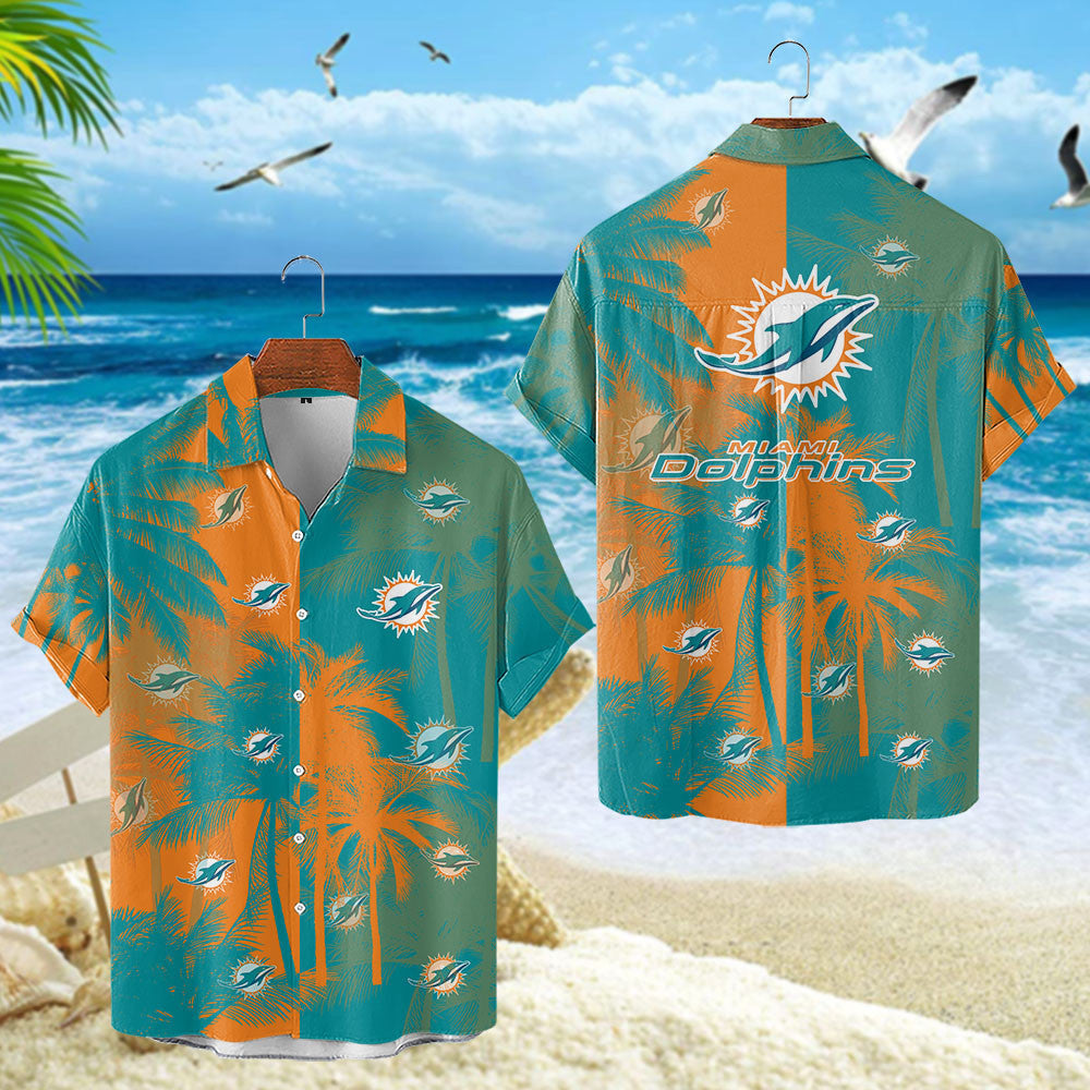 Miami Dolphins Hawaiian Ocean Breeze Palm Design - Adult & Kids T-Shirts, Sweatshirts & Hoodies apparel design preview 1