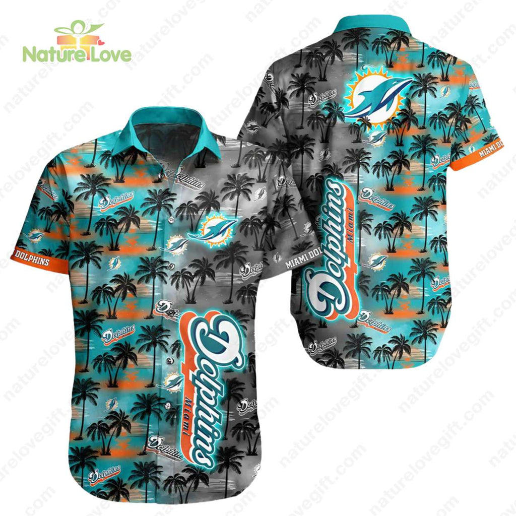 Miami Dolphins Palm Trees Tropical Hawaiian - Adult & Kids T-Shirts, Sweatshirts & Hoodies apparel design preview 1