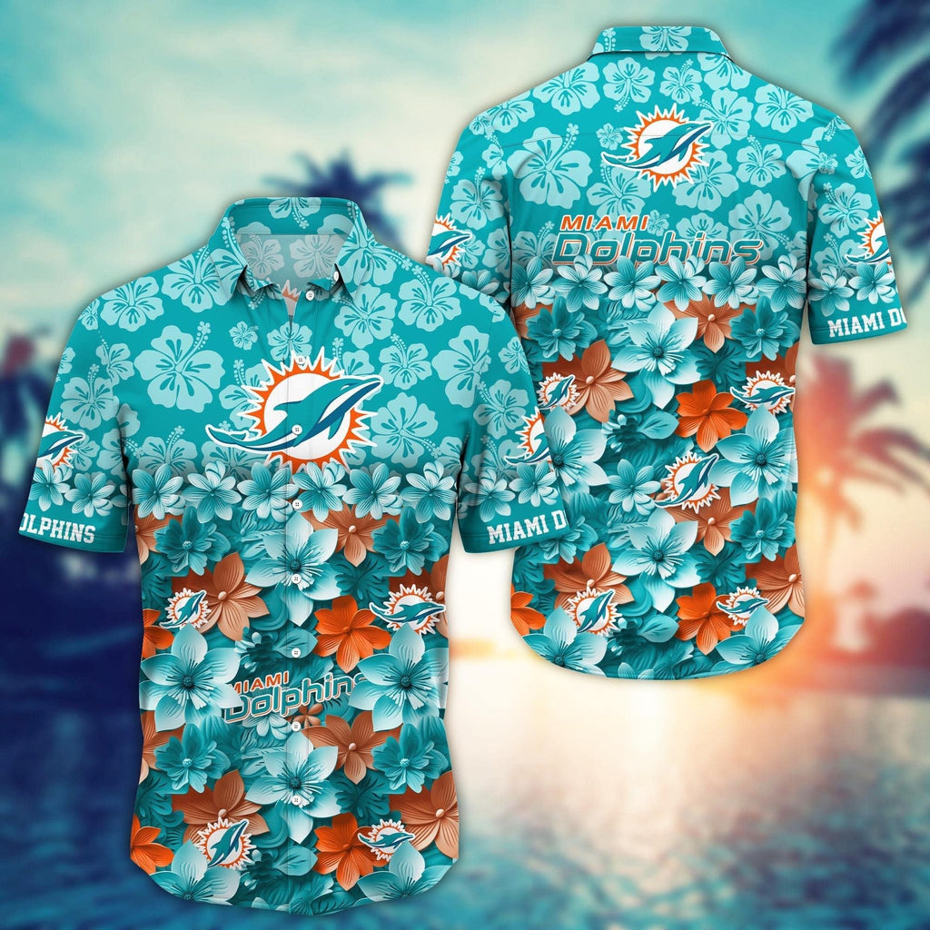 Miami Dolphins Hawaiian Paradise Bloom Design 330904 - Adult & Kids T-Shirts, Sweatshirts & Hoodies apparel design preview 1