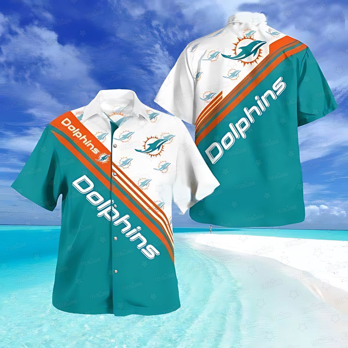 Miami Dolphins Hawaiian Retro Stripe Design 574764 - Adult & Kids T-Shirts, Sweatshirts & Hoodies apparel design preview 1