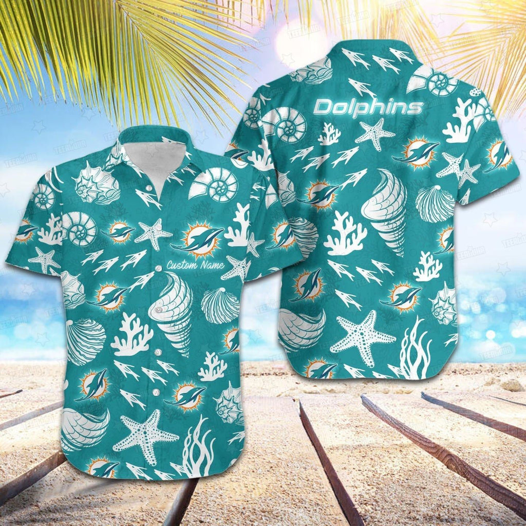 Miami Dolphins Hawaiian Seashell Paradise Design - Adult & Kids T-Shirts, Sweatshirts & Hoodies apparel design preview 1