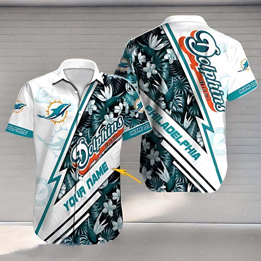 Miami Dolphins Hawaiian Tropical Bolt Design 241079 - Adult & Kids T-Shirts, Sweatshirts & Hoodies apparel design preview 1