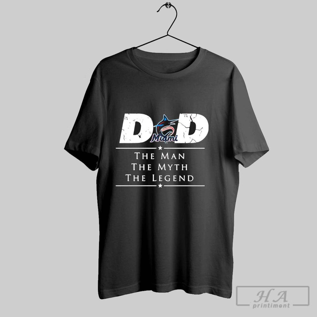 Miami Marlins Dad The Man Myth Legend - Adult & Kids T-Shirts, Sweatshirts & Hoodies apparel design preview 1