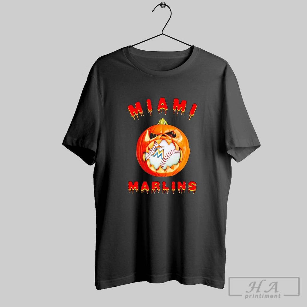 Miami Marlins Halloween Pumpkin - Adult & Kids T-Shirts, Sweatshirts & Hoodies apparel design preview 1