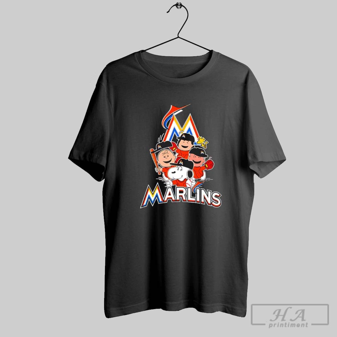 Miami Marlins The Peanuts Characters - Adult & Kids T-Shirts, Sweatshirts & Hoodies apparel design preview 1