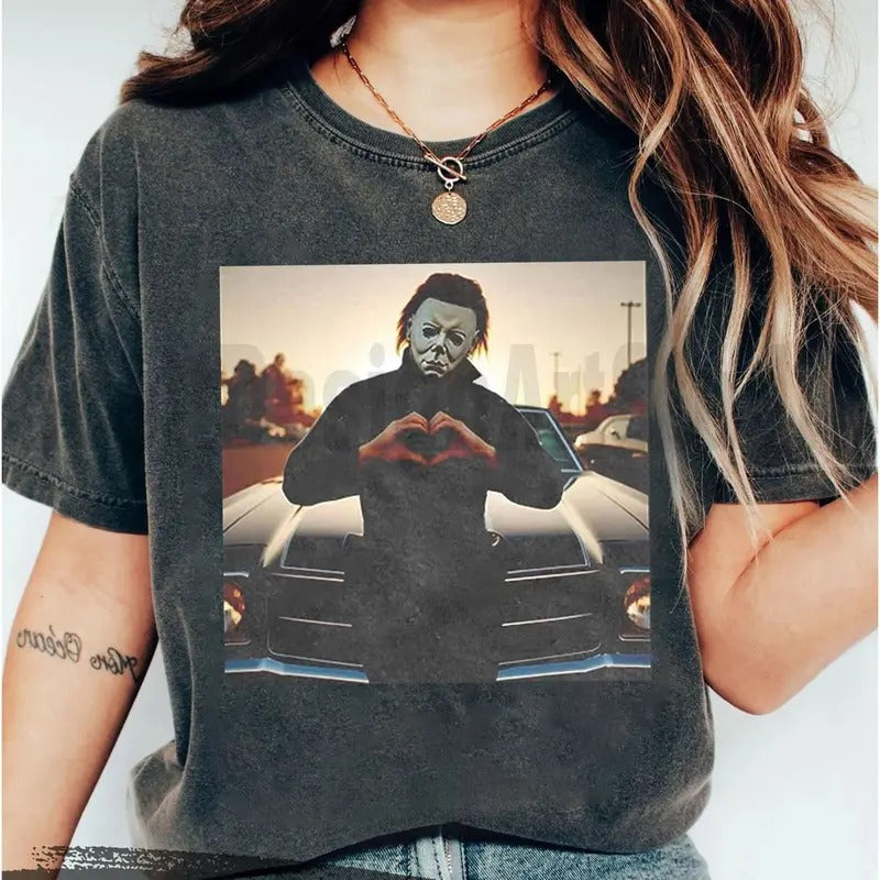 Michael Meyers Halloween Heart Hands Funny - Adult & Kids T-Shirts, Sweatshirts & Hoodies apparel design preview 1
